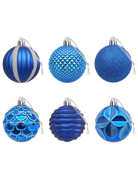 Set di Palline di Natale 36 pz Blu 6 cm Polistirolo