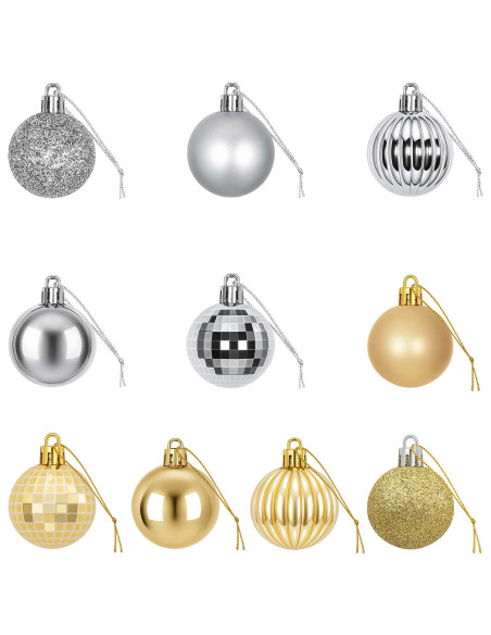 Set di Palline di Natale 100 pz Argento e oro 4 cm Polistirolo