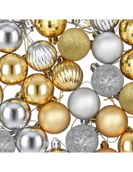 Set di Palline di Natale 100 pz Argento e oro 4 cm Polistirolo