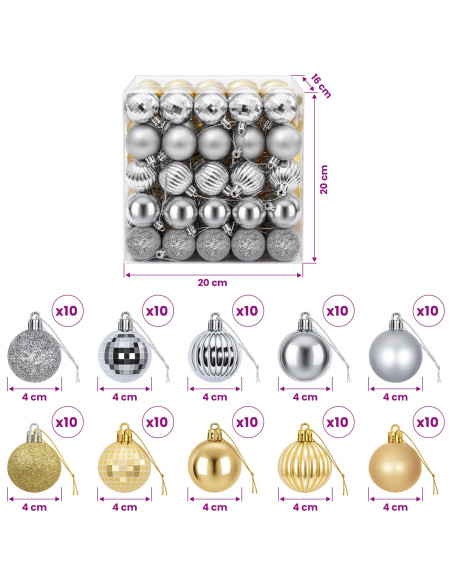 Set di Palline di Natale 100 pz Argento e oro 4 cm Polistirolo