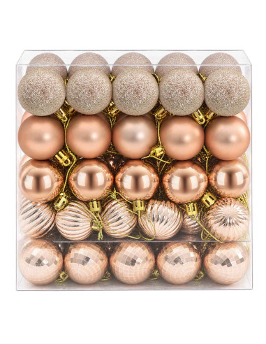 Set di Palline di Natale 100 pz Champagne e marrone 4 cm