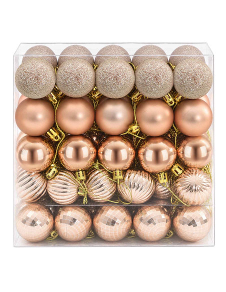 Set di Palline di Natale 100 pz Champagne e marrone 4 cm