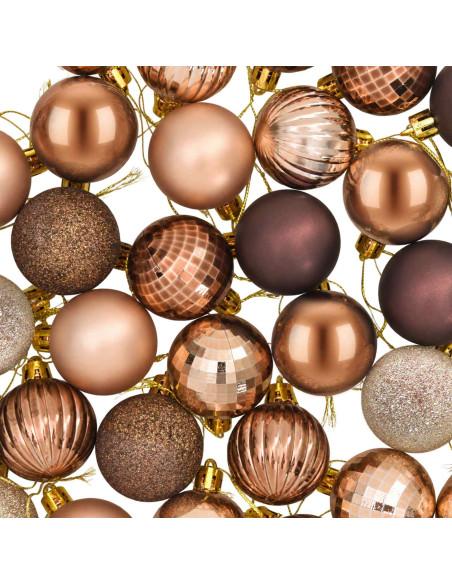 Set di Palline di Natale 100 pz Champagne e marrone 4 cm