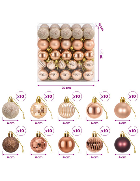 Set di Palline di Natale 100 pz Champagne e marrone 4 cm