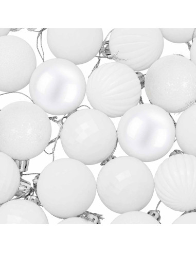 Set di Palline di Natale 100 pz Bianco 4 cm Polistirolo