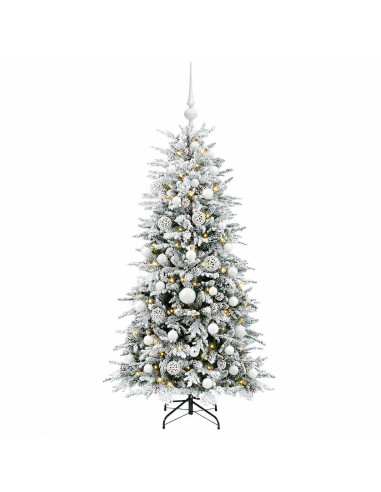 Albero di Natale artificiale con palline 150 cm 150 LED