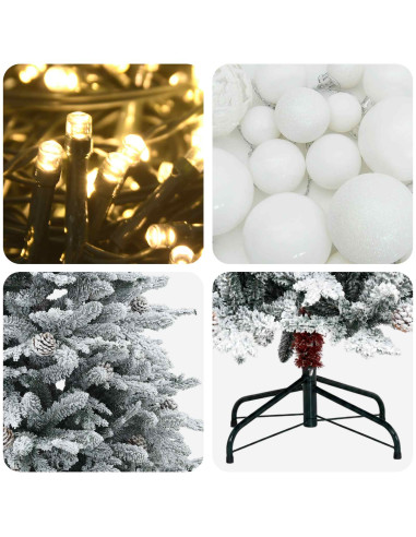 Albero di Natale artificiale con palline 150 cm 150 LED