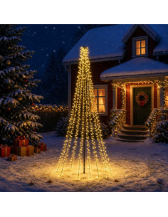 Albero di Natale LED 235 cm 1000 LED Bianco caldo Acciaio Nero