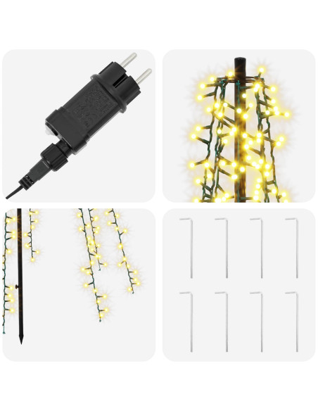 Albero di Natale LED 235 cm 1000 LED Bianco caldo Acciaio Nero