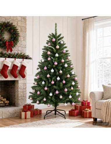 Set di Palline di Natale 30 pz Rosa e bianco 6 cm Polistirolo
