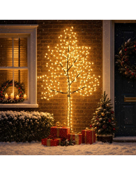Albero di Natale da parete a LED 210 cm 312 LED Bianco caldo