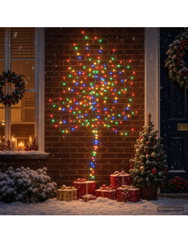 Albero di Natale da parete a LED 180 cm 200 LED Multicolore