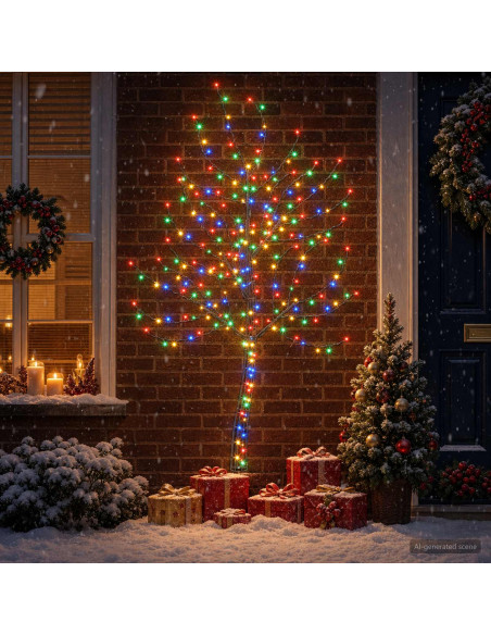 Albero di Natale da parete a LED 180 cm 200 LED Multicolore