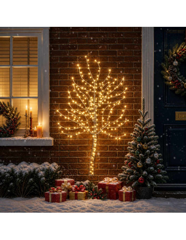 Albero di Natale da parete a LED 150 cm 140 LED Bianco caldo