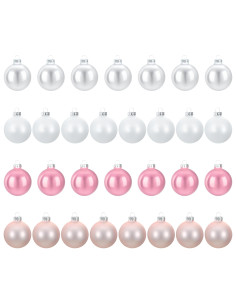 Set di Palline di Natale 30 pz Rosa e bianco 6 cm Polistirolo 2