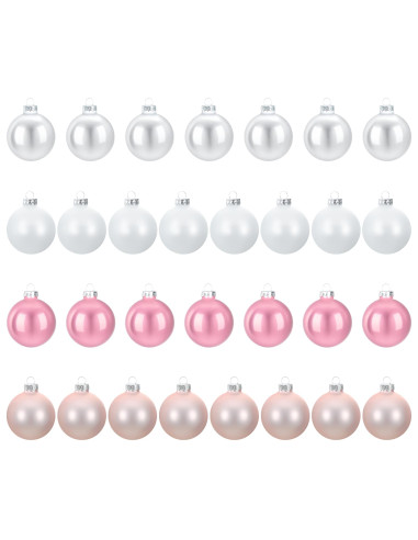 Set di Palline di Natale 30 pz Rosa e bianco 6 cm Polistirolo