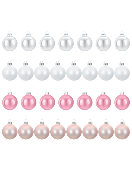 Set di Palline di Natale 30 pz Rosa e bianco 6 cm Polistirolo