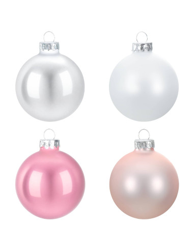Set di Palline di Natale 30 pz Rosa e bianco 6 cm Polistirolo