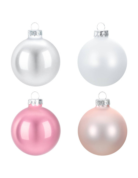 Set di Palline di Natale 30 pz Rosa e bianco 6 cm Polistirolo