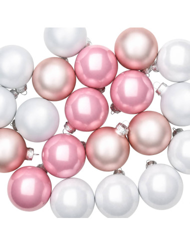 Set di Palline di Natale 30 pz Rosa e bianco 6 cm Polistirolo