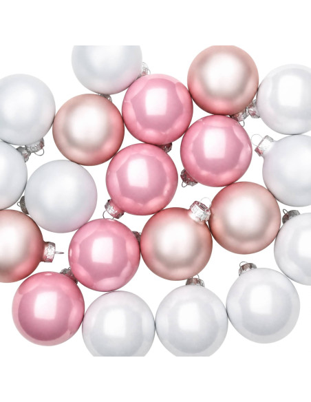 Set di Palline di Natale 30 pz Rosa e bianco 6 cm Polistirolo
