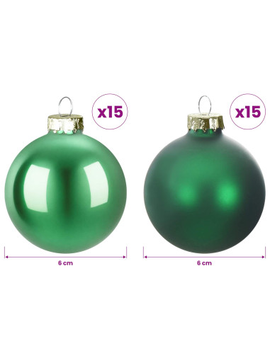 Set di Palline di Natale 30 pz Verde 6 cm Polistirolo