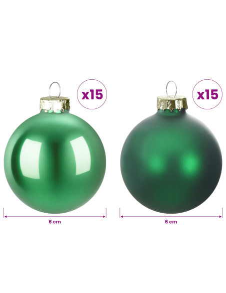 Set di Palline di Natale 30 pz Verde 6 cm Polistirolo