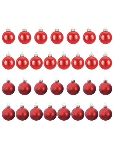 Set di Palline di Natale 30 pz Rosso 6 cm Polistirolo