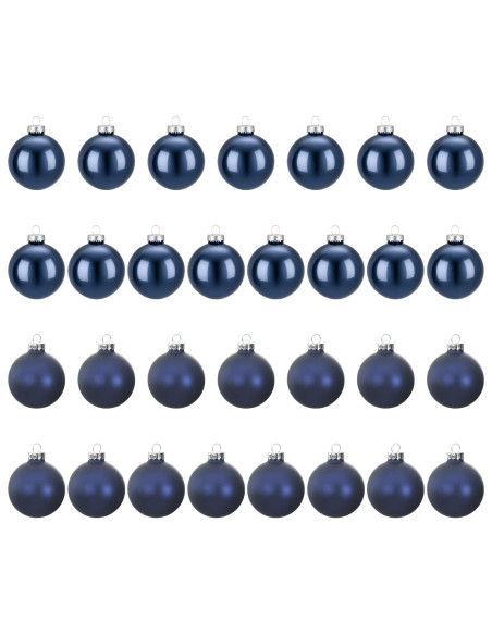 Set di Palline di Natale 30 pz Blu 6 cm Polistirolo