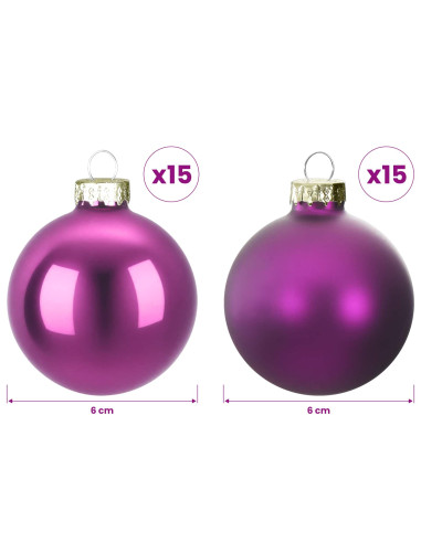 Set di Palline di Natale 30 pz Lillà 6 cm Polistirolo