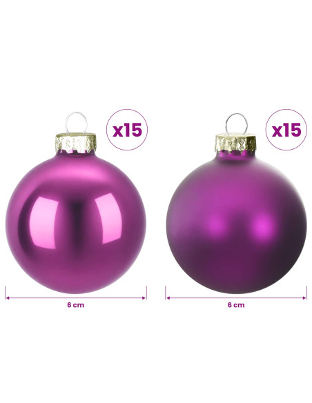 Set di Palline di Natale 30 pz Lillà 6 cm Polistirolo