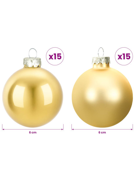 Set di Palline di Natale 30 pz Oro 6 cm Polistirolo