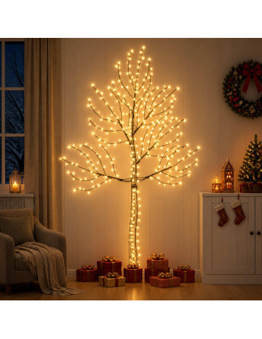 Albero di Natale da parete a LED 210 cm 312 LED Bianco caldo