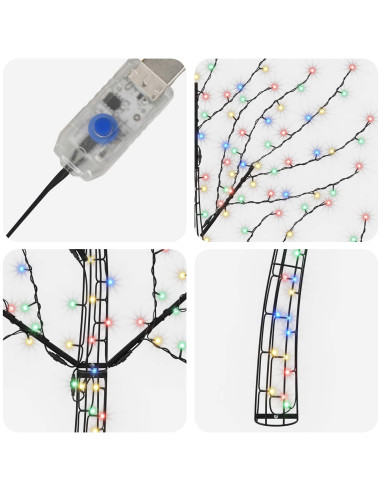 Albero di Natale da parete a LED 180 cm 200 LED Multicolore