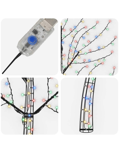Albero di Natale da parete a LED 180 cm 200 LED Multicolore