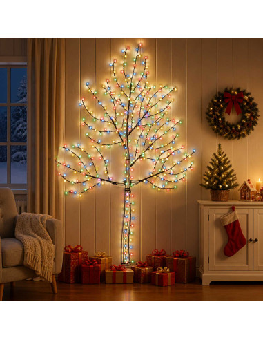 Albero di Natale da parete a LED 210 cm 312 LED Multicolore