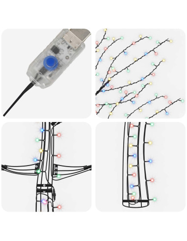Albero di Natale da parete a LED 210 cm 312 LED Multicolore