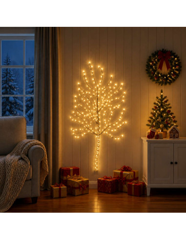 Albero di Natale da parete a LED 150 cm 140 LED Bianco caldo