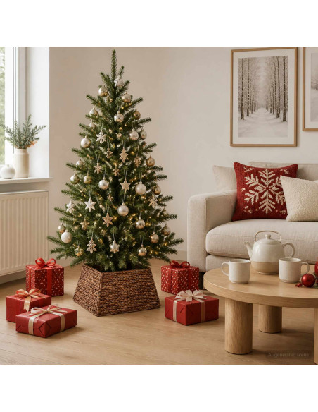 Collare per Albero di Natale Quadrato Marrone 50 x 50 x 25 cm