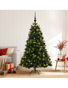 Albero di Natale artificiale con palline 120 cm 150 LED