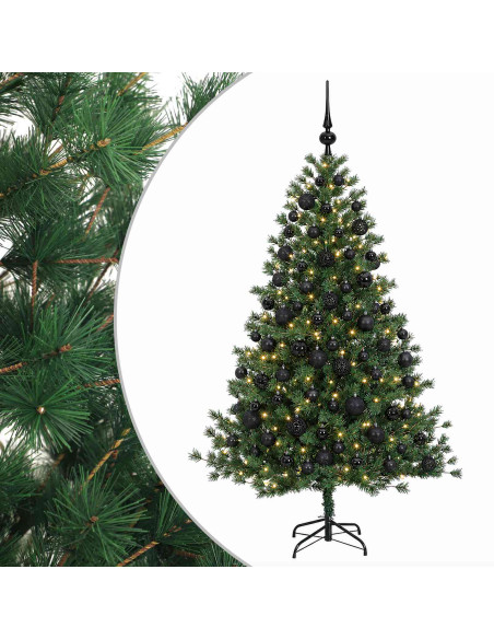 Albero di Natale artificiale con palline 210 cm 300 LED