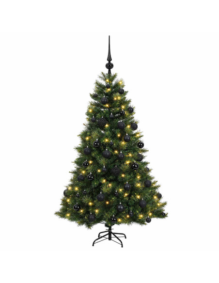 Albero di Natale artificiale con palline 120 cm 150 LED