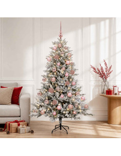Albero di Natale artificiale con palline 150 cm 150 LED