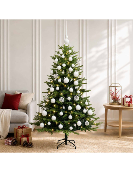 Albero di Natale Artificiale con Palline 150 cm 150 LED