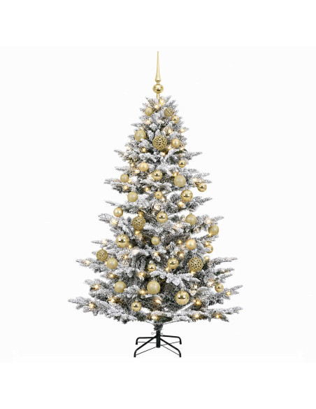 Albero di Natale artificiale con palline 150 cm 150 LED