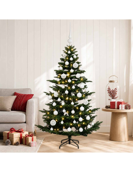 Albero di Natale artificiale con palline 150 cm 150 LED