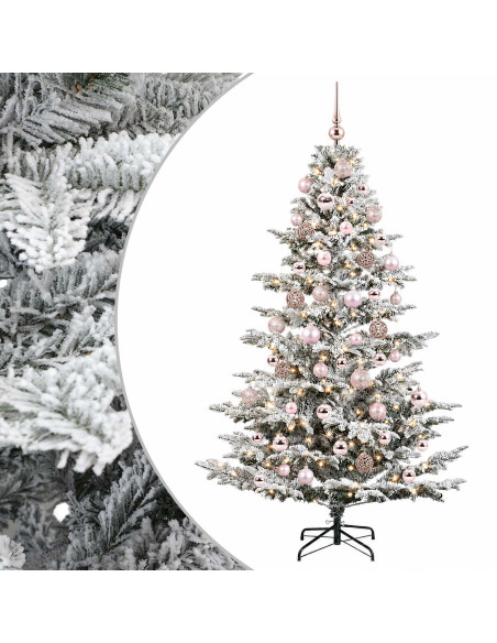 Albero di Natale artificiale con palline 210 cm 300 LED