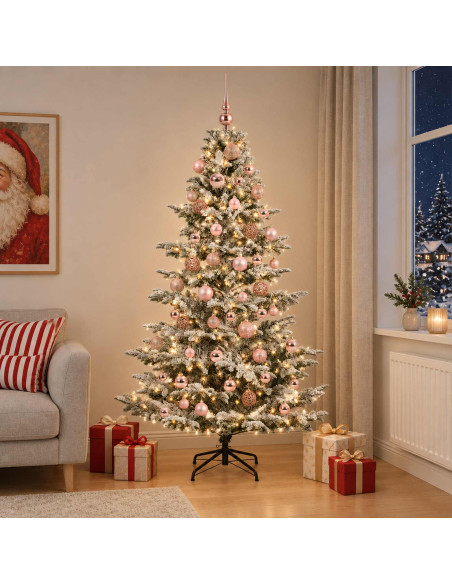 Albero di Natale artificiale con palline 210 cm 300 LED