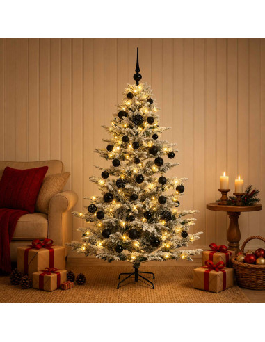 Albero di Natale artificiale con palline 150 cm 150 LED