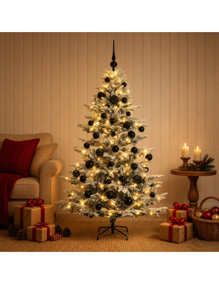 Albero di Natale artificiale con palline 150 cm 150 LED
